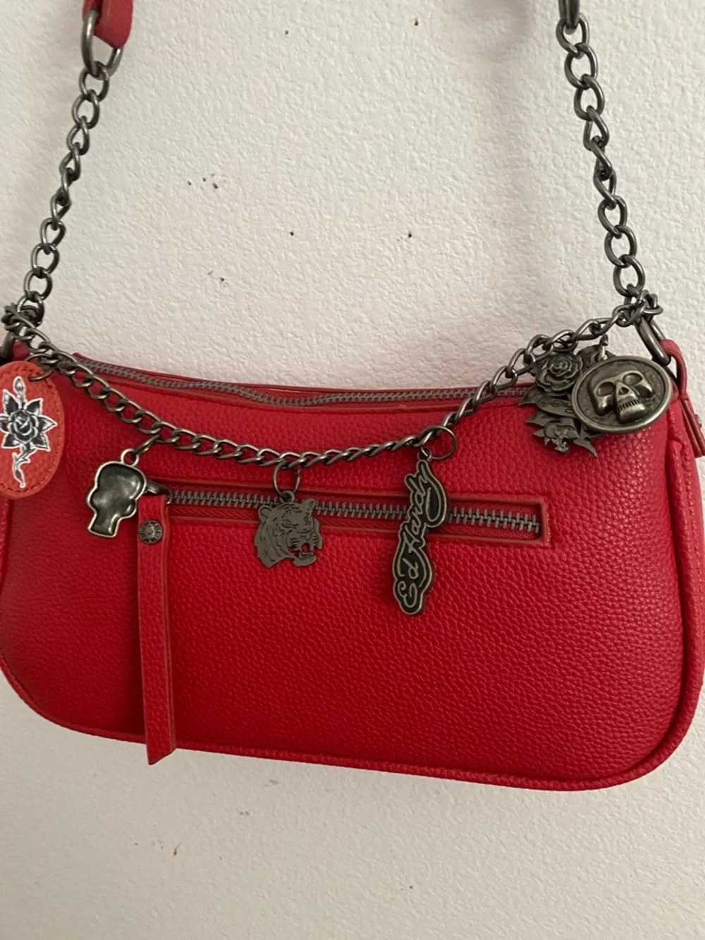 Red Women's Chain-Accent Shoulder Bag